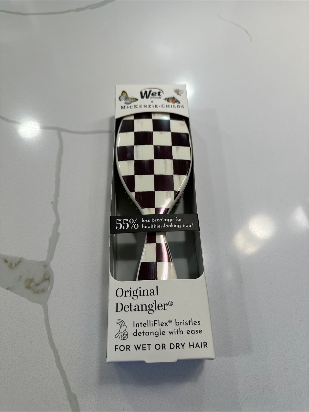 NIB Mackenzie Childs x Wet brush original detangler hairbrush courtly check 🖤🏁